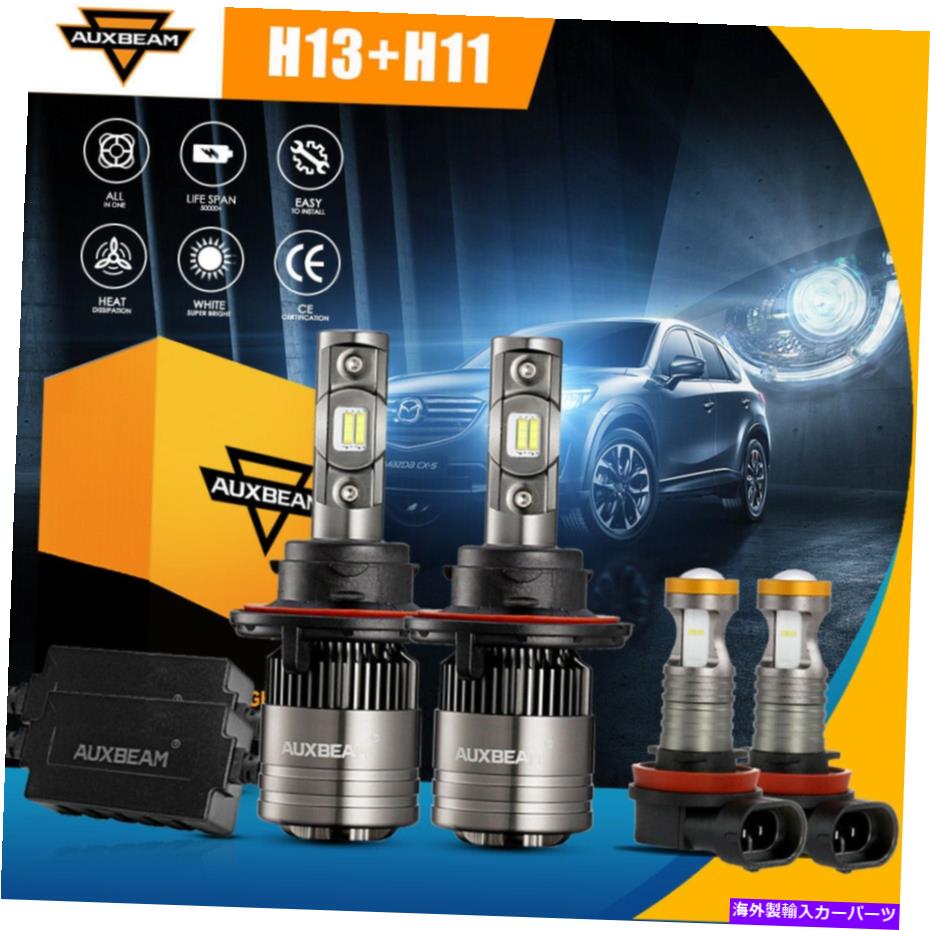 USヘッドライト Auxbeam Canbus LEDヘッドライトH13 + H11フォグ電球2015-2018 AUXBEAM Canbus LED Headlight H13+H11 Fog Light Bulbs for Jeep Renegade 2015-2018【並行輸入品】