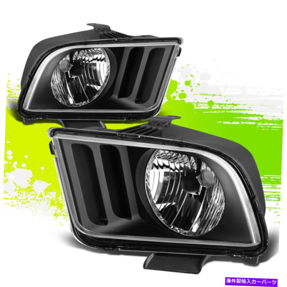 USヘッドライト フォードマスタングGT 05-09黒クリアペアのためのファクトリースタイルのハロゲンヘッドライトランプ Factory Style Halogen Headlight Lamps for Ford Mustang GT 05-09 Black Clear Pair【並行輸入品】