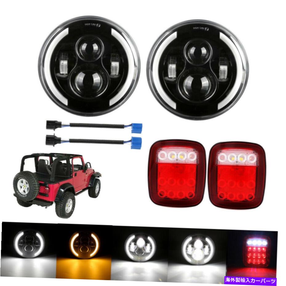 USヘッドライト 7''leされたヘッドライトアングルアイ＆テールブレーキライトJeep Trangler CJ TJ 1987-06 7''LED Headlights Angle Eye & Tail Brake Lights For Jeep Wrangler CJ TJ 1987-06【並行輸入品】