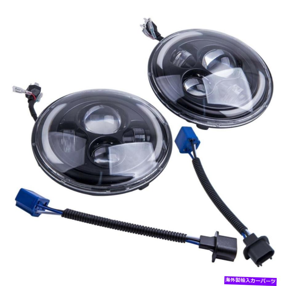 USヘッドライト 2ピースラウンドLEDヘッドライト角度目7インチクリアフロントリヤージープCJ-5 LJ 2pcs Round Led Headlights Angle Eyes 7 Inch Clear Front Rear For Jeep Cj-5 Lj【並行輸入品】