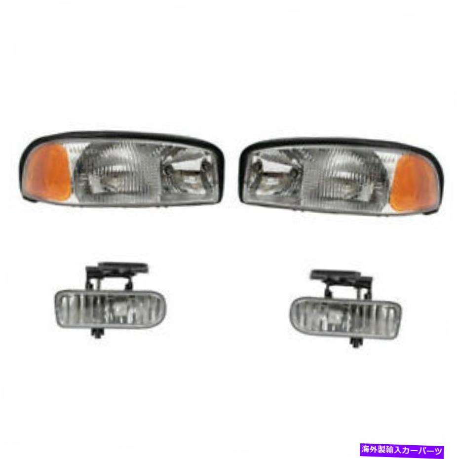 USヘッドライト GMC Sierra 1999 2000 2000 2000 2002 Headlight＆Fog Lamp右右に設定 FOR GMC SIERRA 1999 2000 2001 2002 HEADLIGHT & FOG LAMP RIGHT & LEFT SET【並行輸入品】