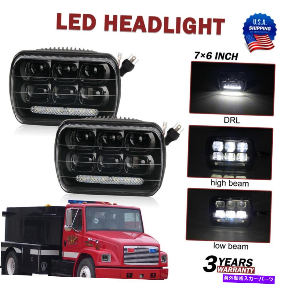 USヘッドライト 2ピース薄い100W 5×7 '' 7×6 '' LEDヘッドライトHi-Lo Beam DRLの交換チェロキーXJ 2PCS Thin 100W 5x7'' 7x6'' LED Headlights Hi-Lo Beam DRL Replacement Cherokee XJ【並行輸入品】