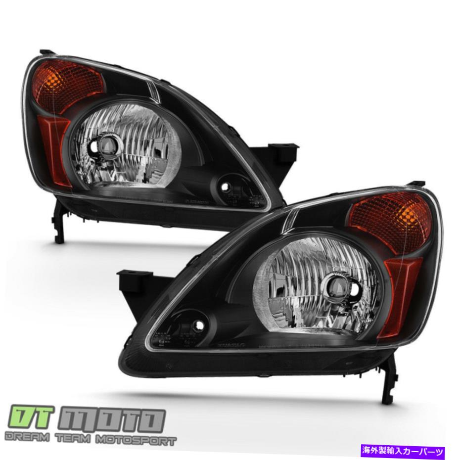 USヘッドライト 2002年2003年2004ホンダCRV C-RVヘッドライトヘッドランプブラックハウジング左+右 For 2002 2003 2004 Honda CRV C-RV Headlights Headlamps Black Housing Left+Right【並行輸入品】