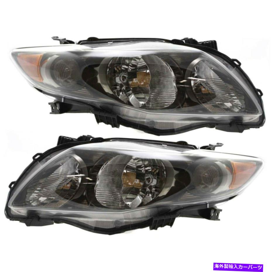USヘッドライト 2009-2010トヨタカローラS XRSモデルのためのヘッドライト左右の黒い住宅 Headlight Left and Right Black Housing For 2009-2010 Toyota Corolla S XRS Model【並行輸入品】