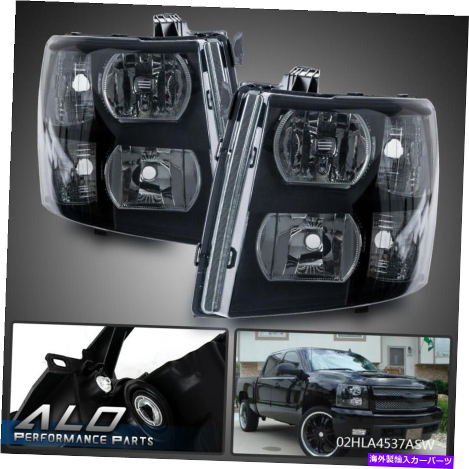 USヘッドライト 2007-2013 Chevy Silverado 1500/2500/3500スモークレンズブラックハウジングヘッドライト For 2007-2013 Chevy Silverado 1500/2500/3500 Smoke Lens Black Housing Headlights【並行輸入品】