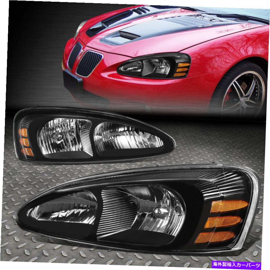 USヘッドライト 04-08 Pontiac Grand Prix Black Hobing Amber Cornerヘッドライトヘッドランプ FOR 04-08 PONTIAC GRAND PRIX BLACK HOUSING AMBER CORNER HEADLIGHT HEAD LAMPS【並行輸入品】
