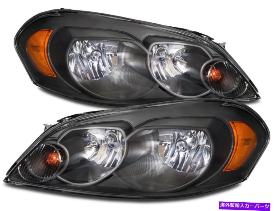 USヘッドライト ヘッドライトブラックW /アンバーレンズセットフィット06-13シボレーインパラ/ 06-07モンテカルロ Headlights Black w/Amber Lens Set Fits 06-13 Chevy Impala/06-07 Monte Carlo【並行輸入品】