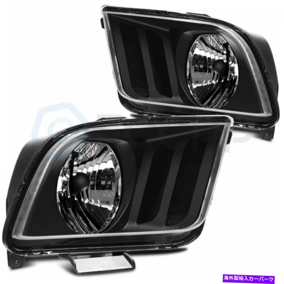USヘッドライト FITSフォードマスタング2005-2009ヘッドライトアセンブリキットヘッドランプ左+右ペアセット Fits Ford Mustang 2005-2009 Headlight Assembly Kit Headlamp Left+Right Pair Set【並行輸入品】