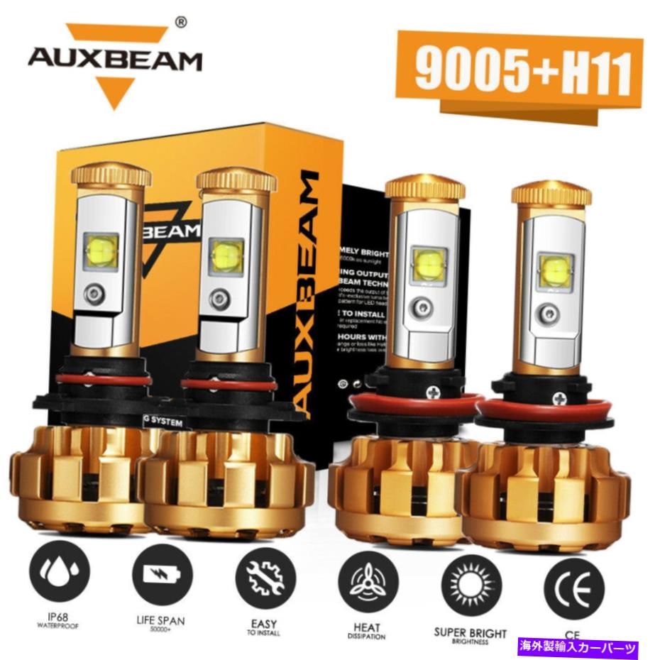 USヘッドライト 4X AUXBeam 9005 H11コンボLEDヘッドライトキット高ロービーム電球6000KホワイトF-16 4x AUXBEAM 9005 H11 Combo LED Headlight Kits High Low Beam Bulb 6000K White F-16【並行輸入品】