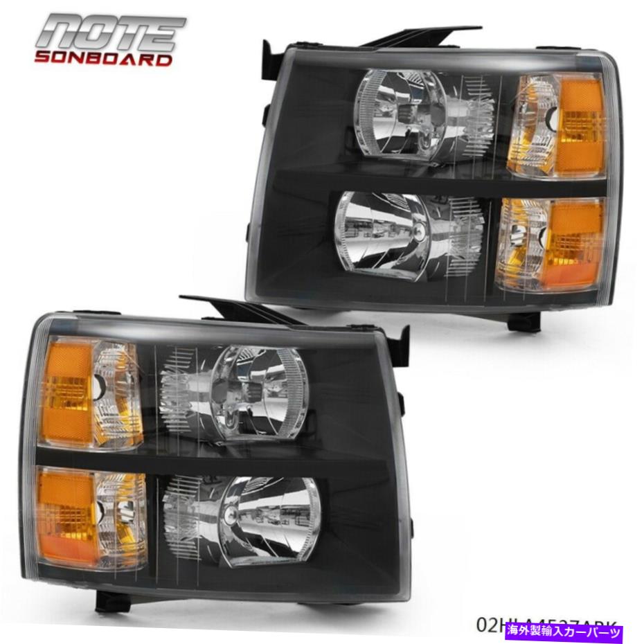 USヘッドライト 07-14 Silverado用ペアブラックハウジングヘッドランプアンバーリフレクターコーナーライト PAIR BLACK HOUSING HEADLAMP AMBER REFLECTOR CORNER LIGHTS FOR 07-14 SILVERADO【並行輸入品】 35,688円