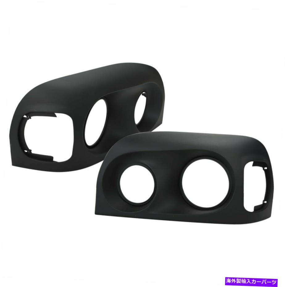 USヘッドライト 左+右側ヘッドライトベゼルブラックフィット1996-2009 Freightliner Centuryクラス Left+Right Side Headlight Bezels Black Fit 1996-2009 Freightliner Century Class【並行輸入品】