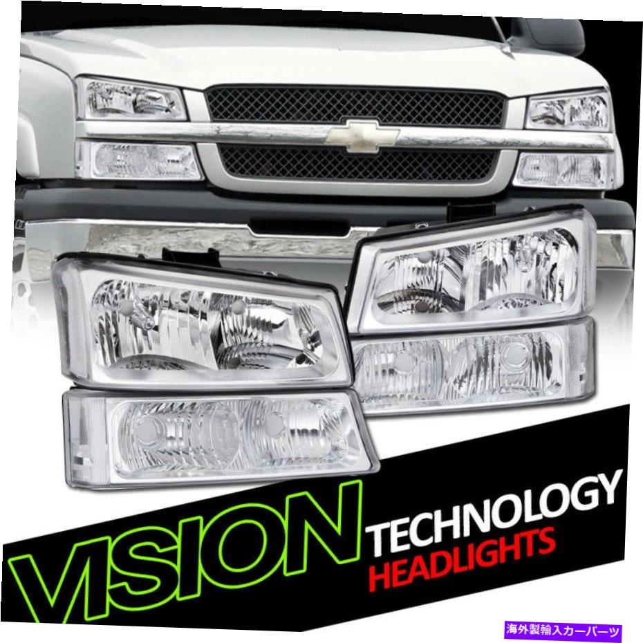 USヘッドライト クロムヘッドライトw /駐車場バンパーターン信号ランプNB 03-06 07 Silverado Chrome Headlights W/Parking Bumper Turn Signal Lamps Nb For 03-06 07 Silverado【並行輸入品】
