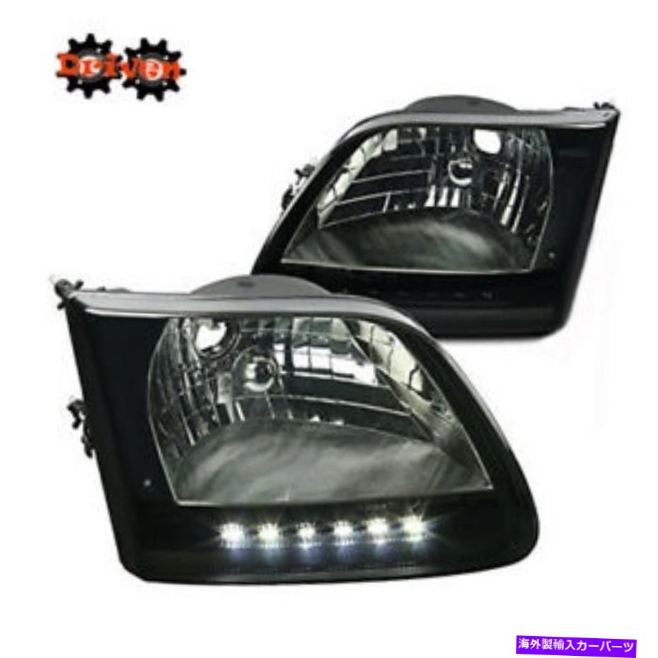 USヘッドライト 97-03フォードF150トラックハーレーライトSVTブラックユーロヘッドライトW / LED DRL 97-03 Ford F150 Truck Harley Lighting SVT Black Euro Headlights w/LED DRL【並行輸入品】