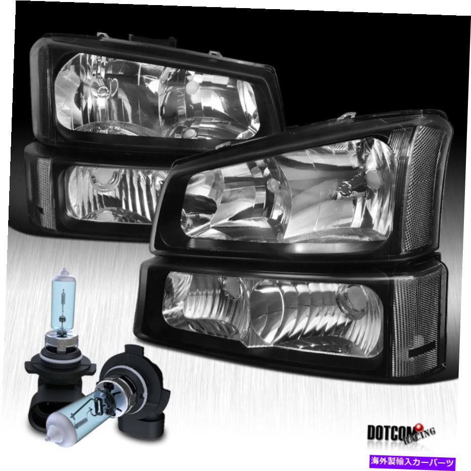 USヘッドライト Chevy 2003-2007 Silverado 2003-2006 Avalanche Black Headlight + 9006 HB4電球 For Chevy 2003-2007 Silverado 2003-2006 Avalanche Black Headlight+9006 HB4 Bulbs【並行輸入品】