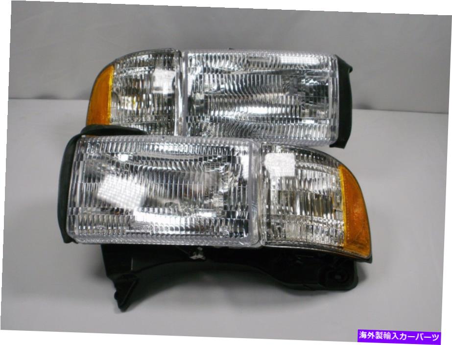 USヘッドライト 新しいセットフィット95-00ドッジラムピックアップ1500トラックヘッドライト＆パークコーナーライト NEW SET Fits 95-00 Dodge RAM PICKUP 1500 TRUCK Headlights & Park Corner Lights【並行輸入品】
