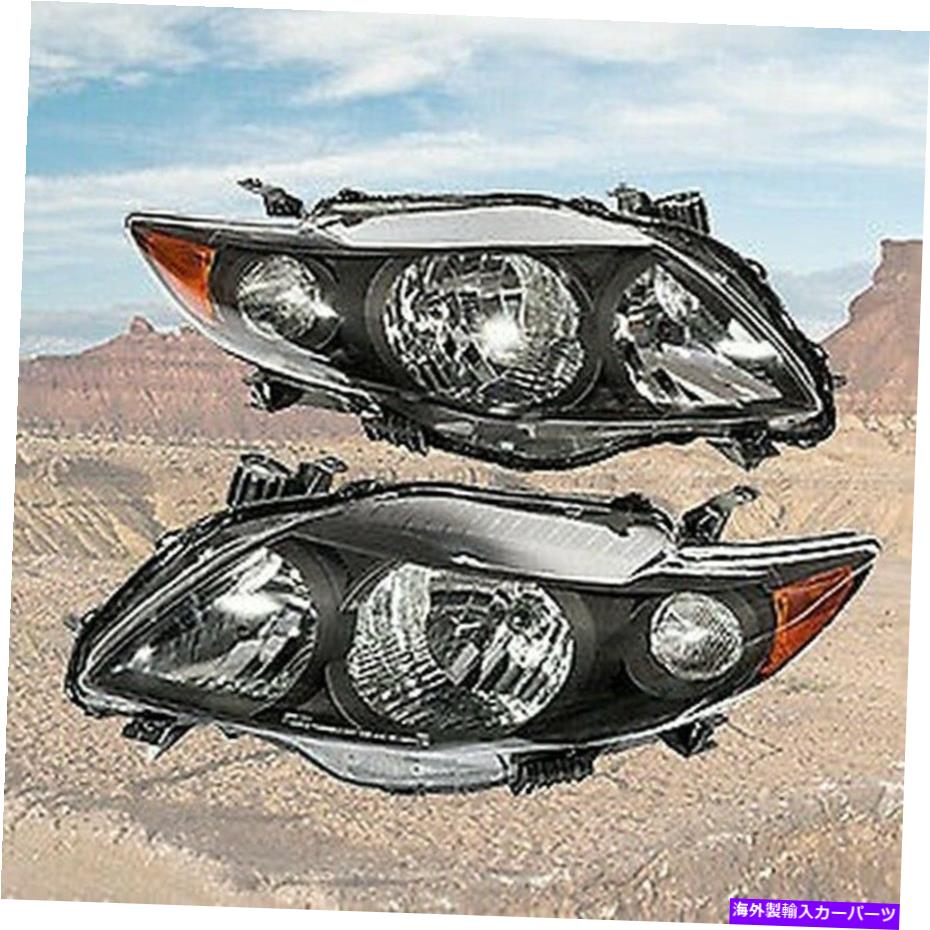 USヘッドライト 09-10トヨタカローラクリアクワッドブラックヘッドライト左+右 ADCARLIGHTS For 09-10 Toyota Corolla Clear Quad Black Headlights Left+Right【並行輸入品】