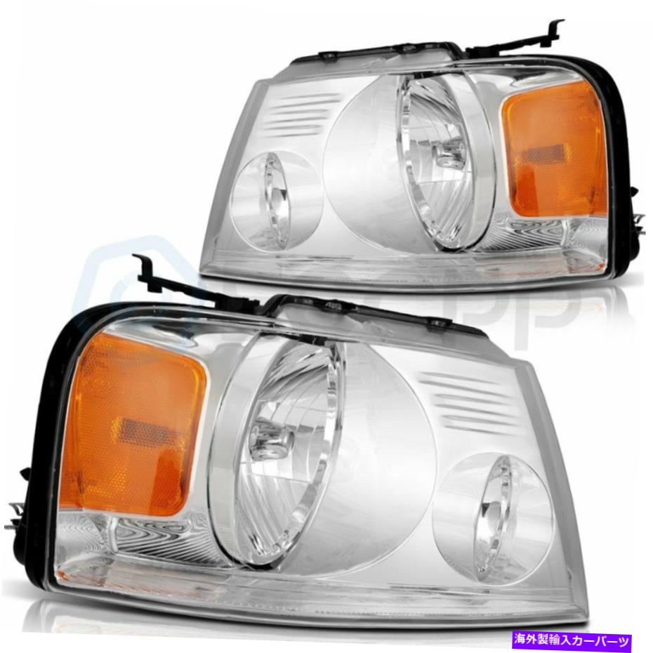 USヘッドライト FORD F150 F-150 2004-2008ヘッドライトアセンブリクロームハウジングヘッドランプペア For Ford F150 F-150 2004-2008 Headlights Assembly Chrome Housing Headlamp Pair【並行輸入品】