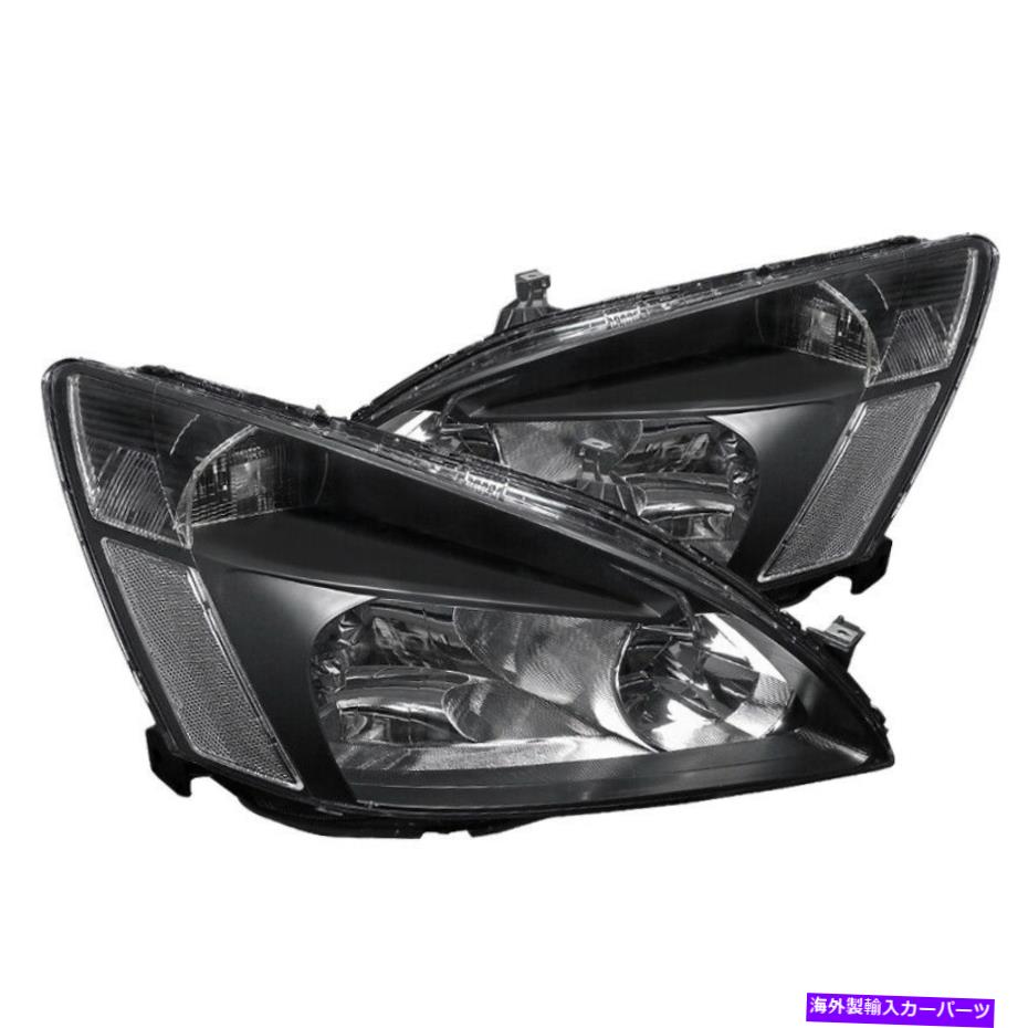 USヘッドライト 2003年から2007年のホンダアコードLX EX 2DR 4DRペアブラッククリアヘッドライトランプ For 2003-2007 Honda Accord LX EX 2Dr 4Dr Pair Black Clear Headlights Lamps【並行輸入品】