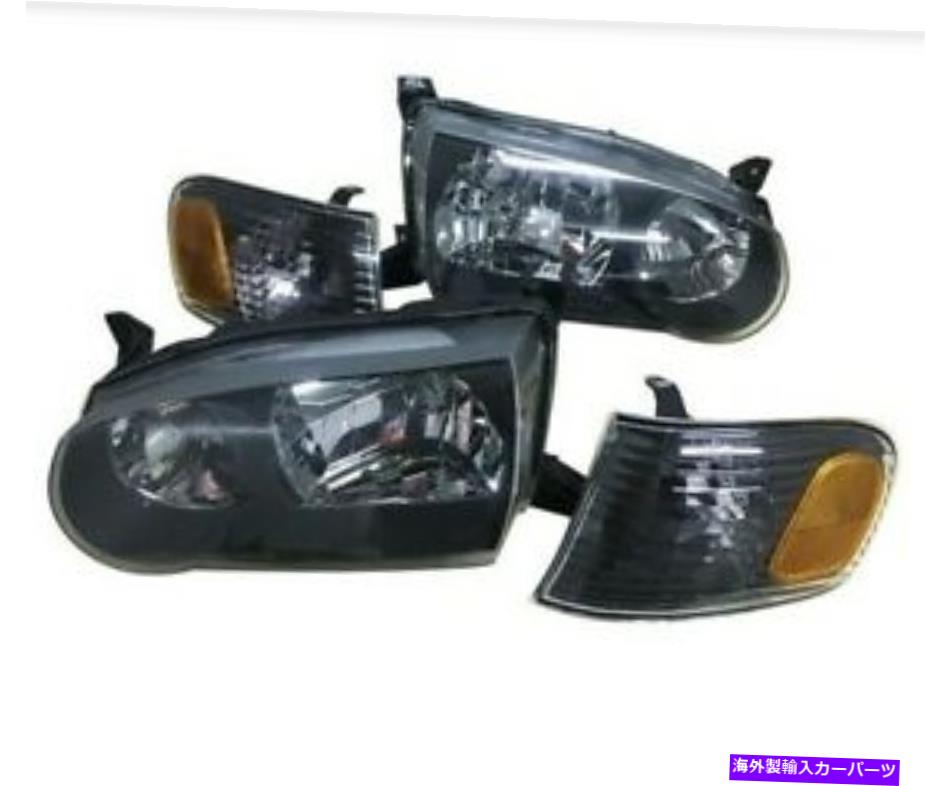 USヘッドライト 01 02トヨタカローラヘッドライトブラックハウジングセット角を右に左右 For 01 02 Toyota Corolla Headlights Black Housing Set Left Right With Corners【並行輸入品】