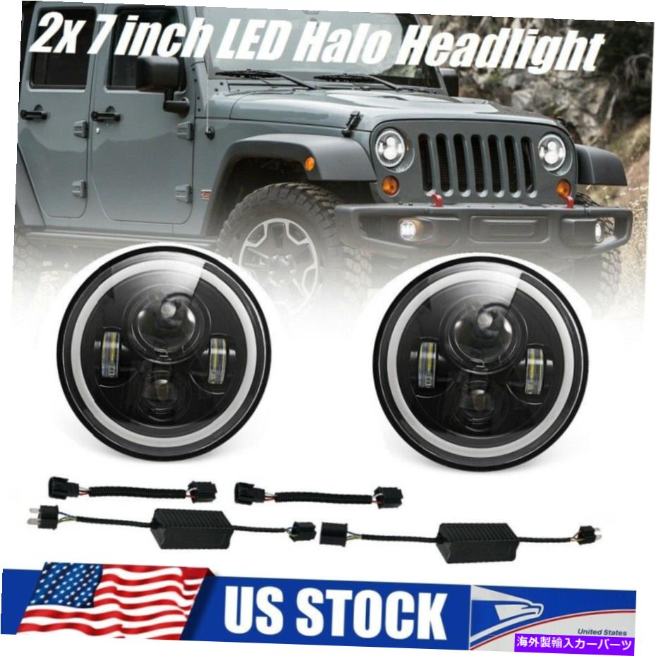 USヘッドライト 7インチLED Angel Eye Halo Ring Headlight for Jeep Wrangler JK Canbus Error Free 7 inch LED Angel Eye Halo Ring Headlight for Jeep Wrangler JK Canbus Error Free【並行輸入品】