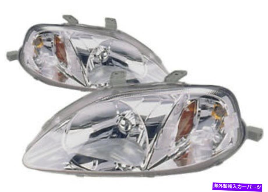 USヘッドライト 1999年2000ホンダシビックヘッドライトペアセット For 1999 2000 Honda Civic Headlights Pair Set【並行輸入品】