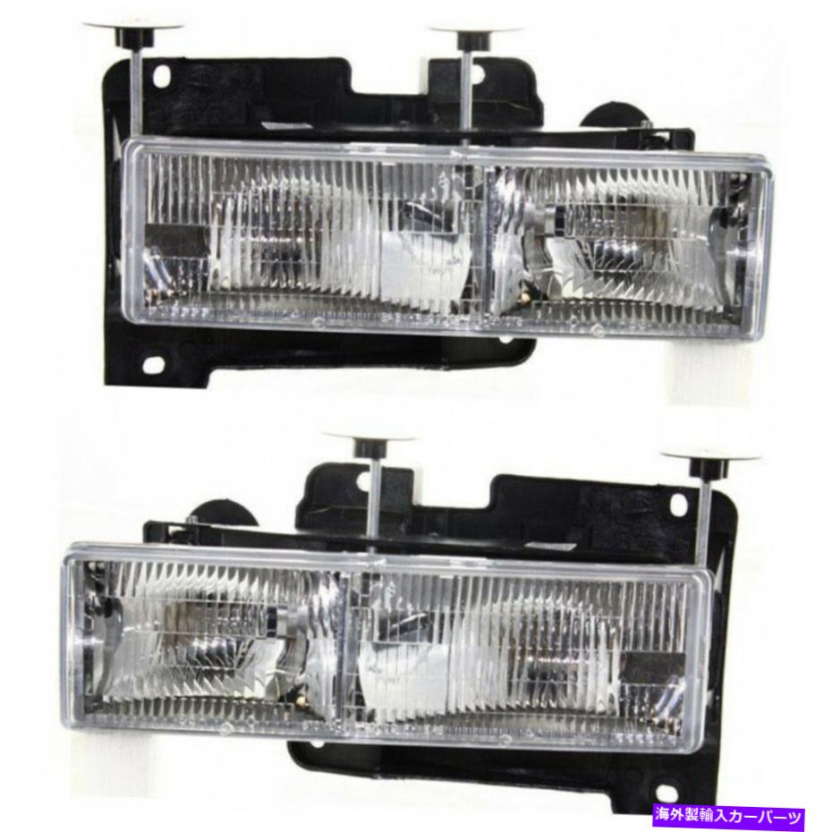 USヘッドライト GM2502101のためのChevy C / Kトラックヘッドライト1990-2002ペアLHとRH側 Fits Chevy C/K Truck Headlight 1990-2002 Pair LH and RH Side For GM2502101【並行輸入品】