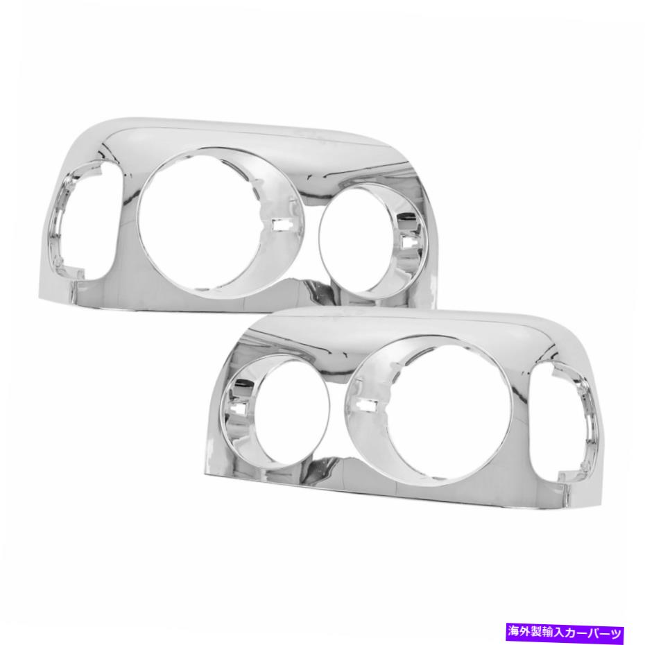 USヘッドライト 1996 - 2004年の貨物ライナーセンチュリーのための左右ペアクロムヘッドライトベゼル Left&Right Pair Chrome Headlight Bezels for 1996-2004 Freightliner Century【並行輸入品】