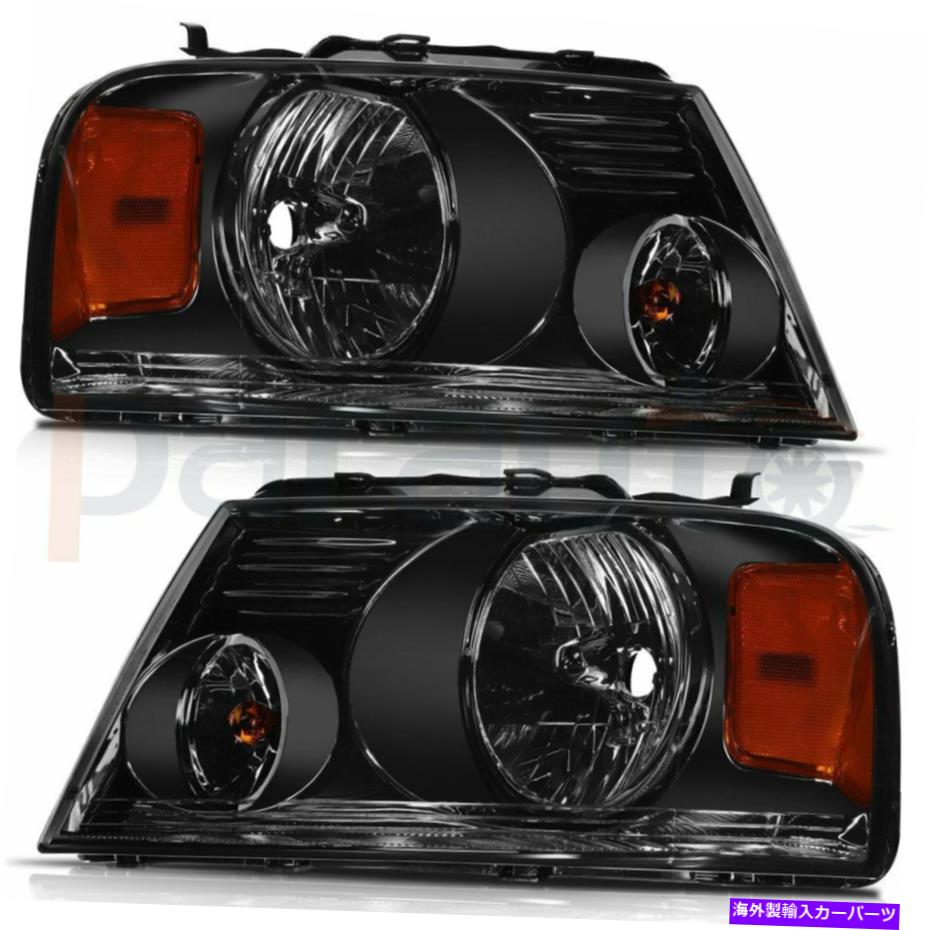 USヘッドライト 2006-2008リンカーンマークLTブラックヘッドライトヘッドランプアセンブリ対左+右 For 2006-2008 Lincoln Mark LT Black Headlights Headlamp Assembly Pair Left+Right【並行輸入品】