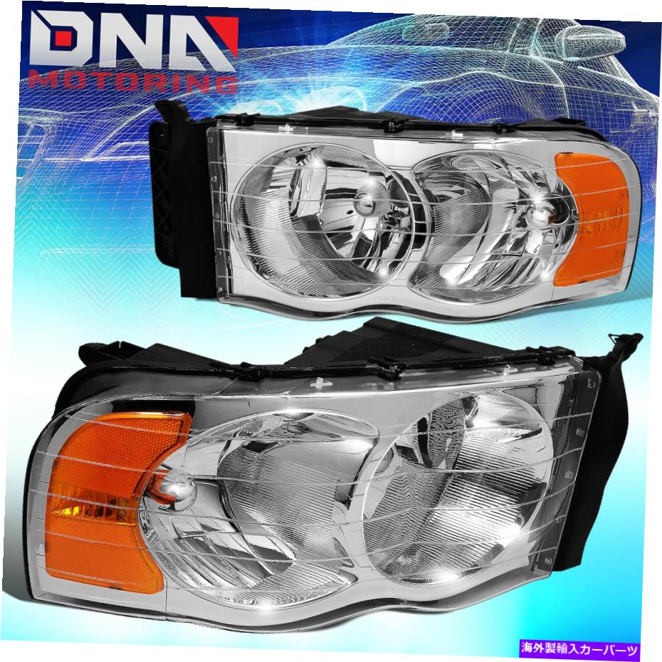 USヘッドライト Dodge RAM 2002-2005 1500/2500 Chrome Hoving Amber Euro Crystal Headlight FOR DODGE RAM 2002-2005 1500/2500 CHROME HOUSING AMBER EURO CRYSTAL HEADLIGHTS【並行輸入品】