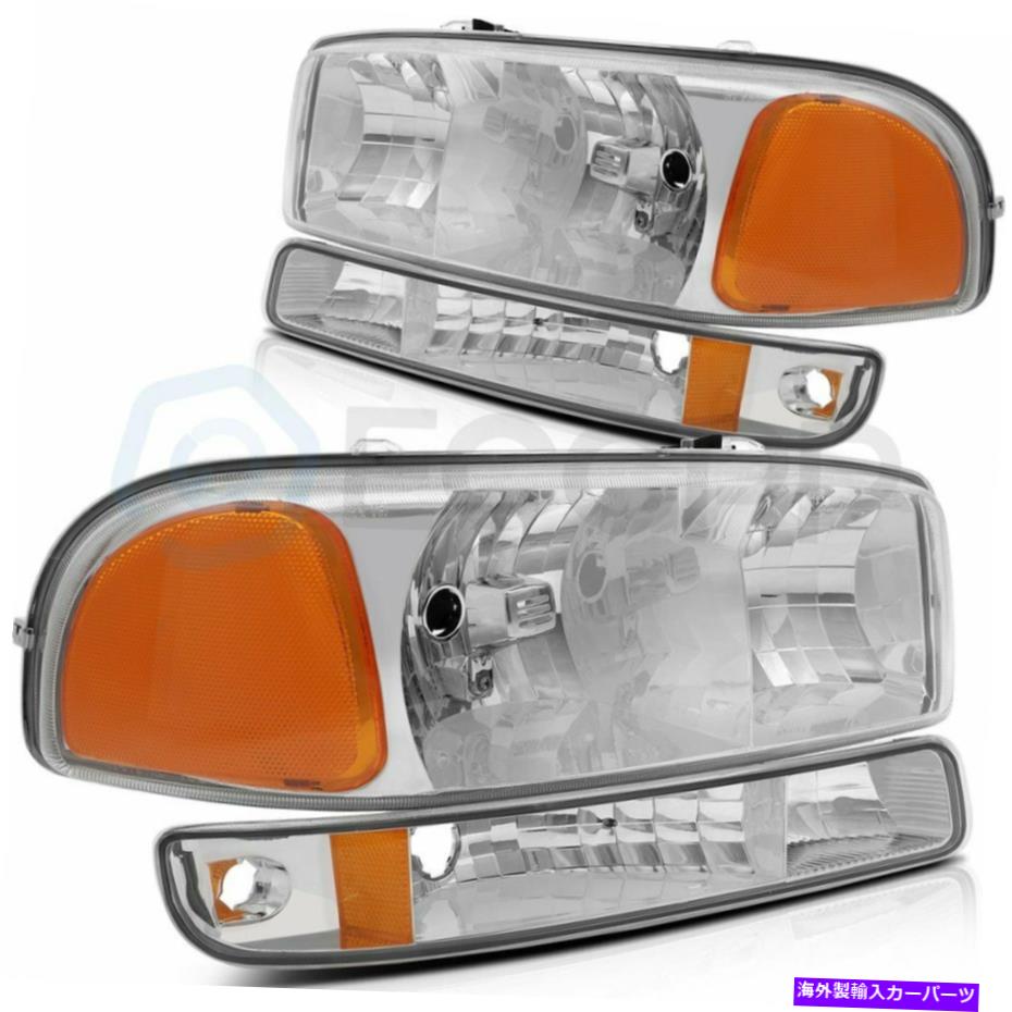 USヘッドライト フィット1999-2006 GMC Sierra 1500フロントヘッドライトアセンブリ左+右側セット Fits 1999-2006 GMC Sierra 1500 Front Headlights Assembly Left + Right Sides Set【並行輸入品】