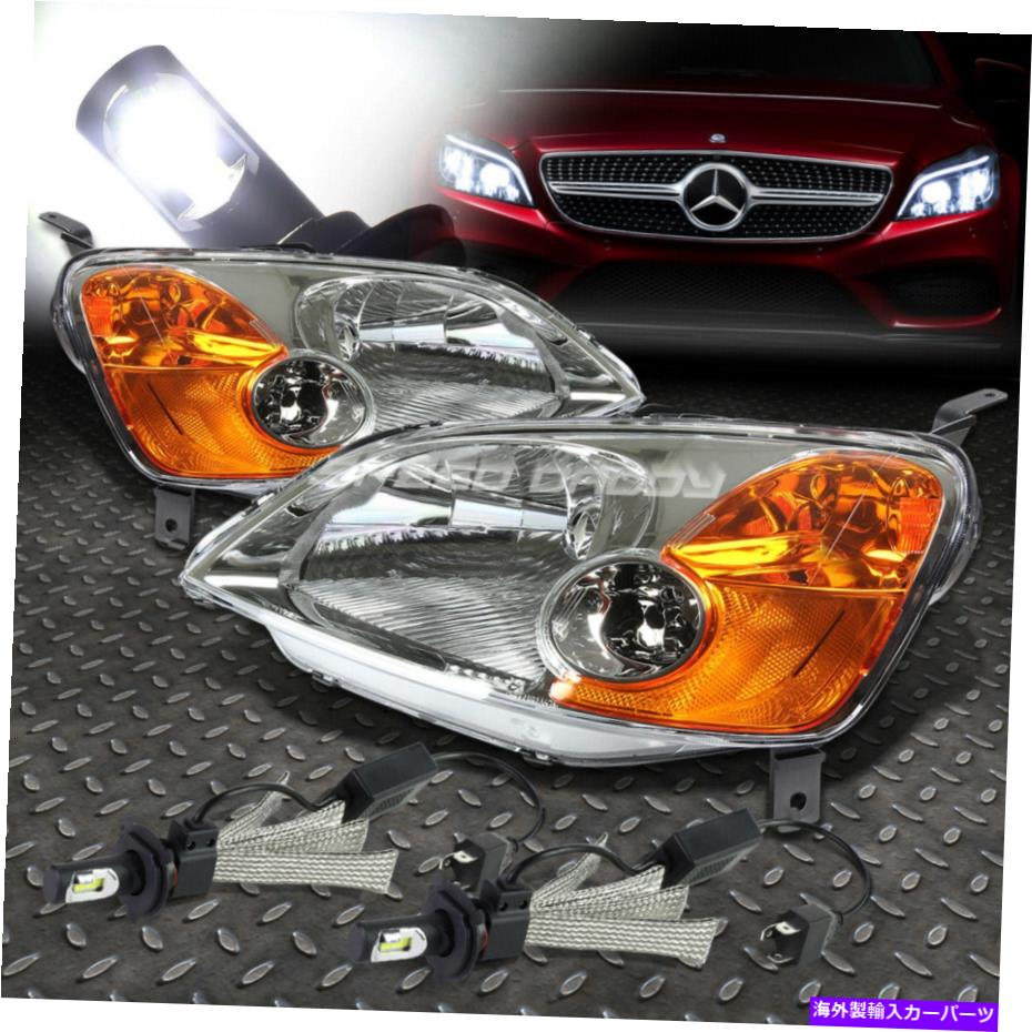 USヘッドライト クロームハウジングヘッドライトアンバーコーナー+ 6000KホワイトLEDシステムのための01-03 Civic EM CHROME HOUSING HEADLIGHT AMBER CORNER+6000K WHITE LED SYSTEM FOR 01-03 CIVIC EM【並行輸入品】