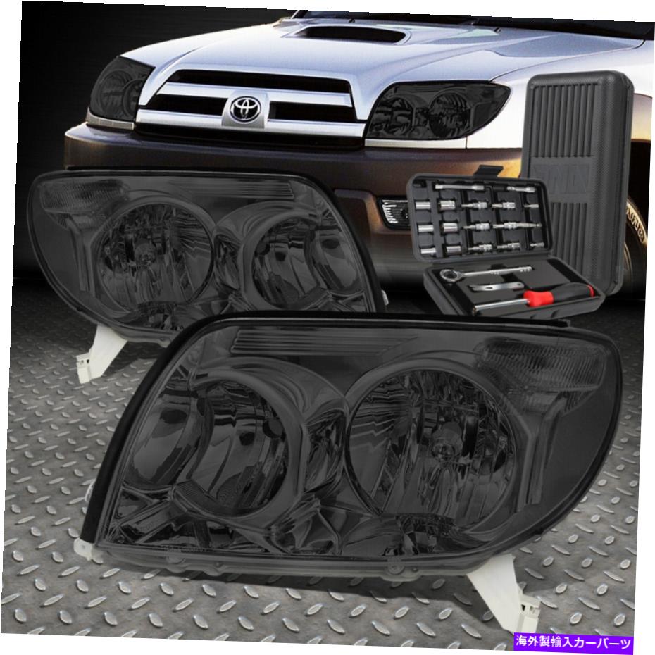 USヘッドライト 03-05トヨタ4RunnerスモークハウジングクリアコーナーLH + RHヘッドライト+ツールセット FOR 03-05 TOYOTA 4RUNNER SMOKED HOUSING CLEAR CORNER LH+RH HEADLIGHTS+TOOL SET【並行輸入品】