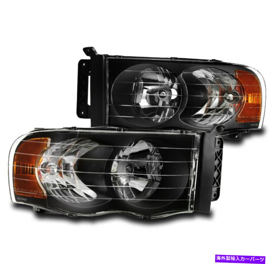 USヘッドライト 2002-2005 RAM 1500 / 2003-2005 2500 3500ブラッククリスタルスタイルヘッドライトランプ FOR 2002-2005 RAM 1500/2003-2005 2500 3500 BLACK CRYSTAL STYLE HEADLIGHTS LAMP【並行輸入品】