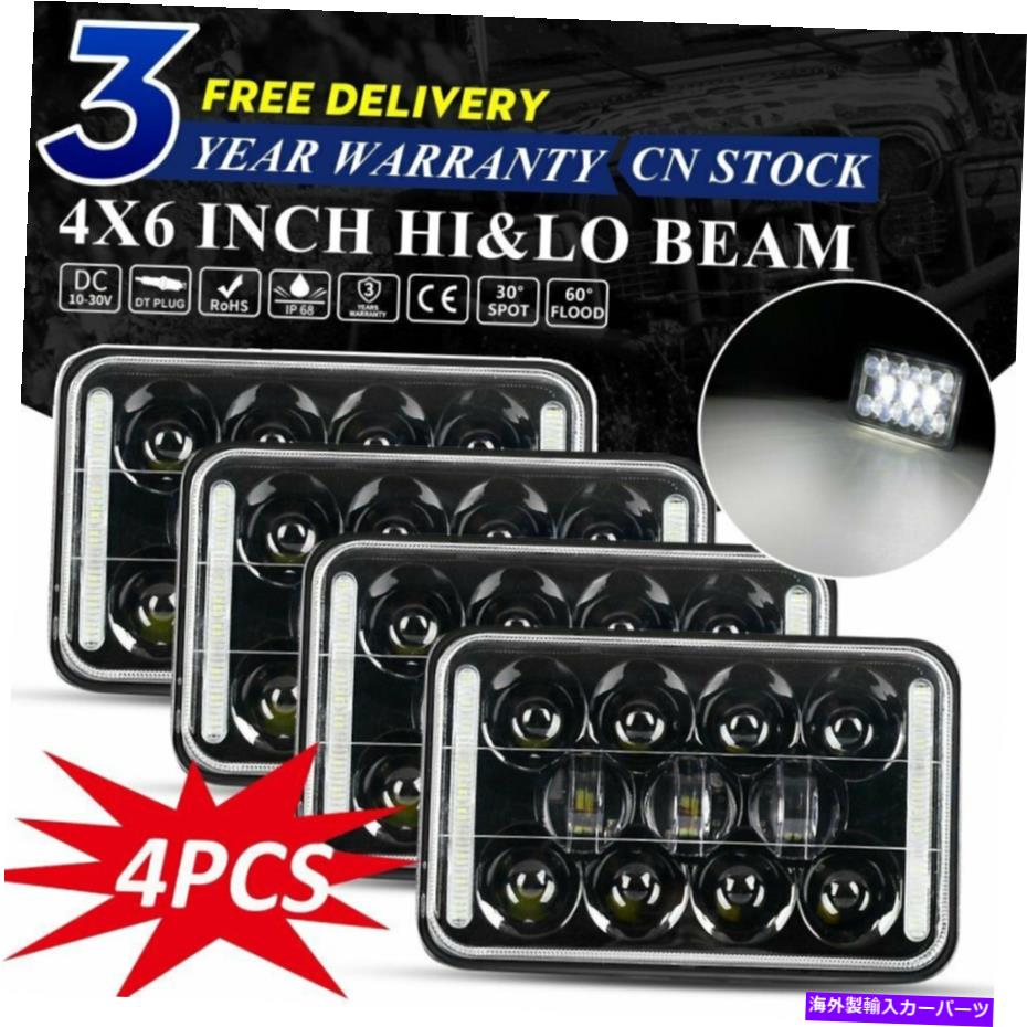 USヘッドライト ケンワースT800 T400 T600A W900用4PC 4×6×6インチLEDヘッドライト高ロービームW / DRL 4pc 4x6Inch LED Headlights High Low Beam w/DRL For Kenworth T800 T400 T600A W900【並行輸入品】