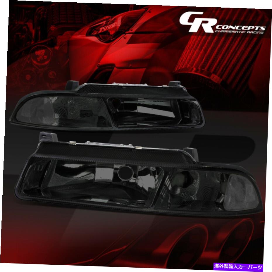 USヘッドライト 95-00 CRYSLER / DODGE CIRRUS / STRATUS用のペアスモーククリアコーナーヘッドライトLH + RH PAIR SMOKED CLEAR CORNER HEADLIGHTS LH+RH FOR 95-00 CRYSLER/DODGE CIRRUS/STRATUS【並行輸入品】