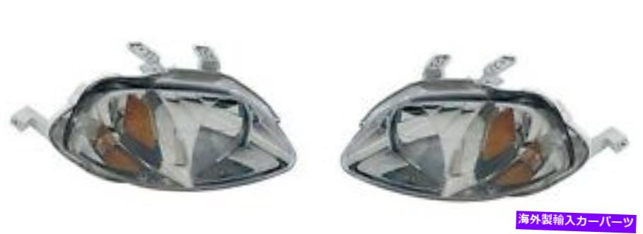 USヘッドライト 99 00ホンダシビックヘッドライトペアの両方新しいヘッドランプ前部を設定 99 00 Honda Civic Headlight Pair Set Both NEW Headlamp Front【並行輸入品】