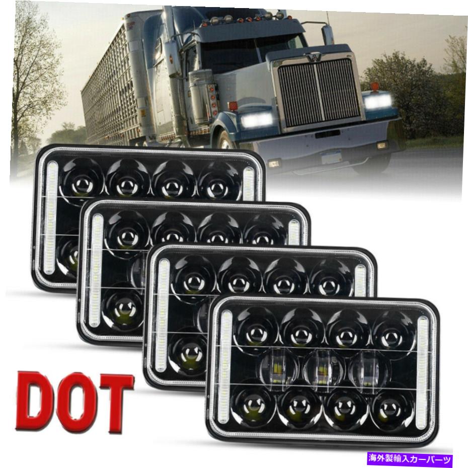 USヘッドライト Kenworth PeterBilt LEDヘッドライト357 379 378 HI / LOシールビームW / DRL 4Pcs 4x6\