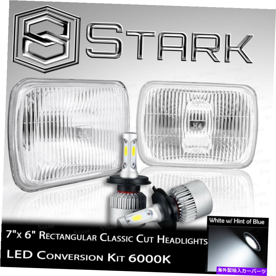USヘッドライト H6054 / H6052 / H6014ヘッドライトガラスハウジングランプクロム - 7x6 LEDキット6Kペア H6054 / H6052 / H6014 Head Light Glass Housing Lamp Chrome - 7x6 LED Kit 6K PAIR【並行輸入品】