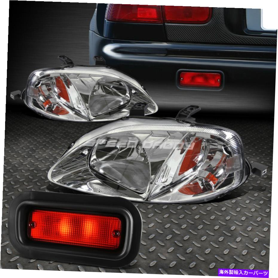 USヘッドライト クロムヘッドライト+アンバーコーナー信号+赤リアフォグライト+ 96-98シビックのためのスイッチ CHROME HEADLIGHT+AMBER CORNER SIGNAL+RED REAR FOG LIGHT+SWITCH FOR 96-98 CIVIC【並行輸入品】