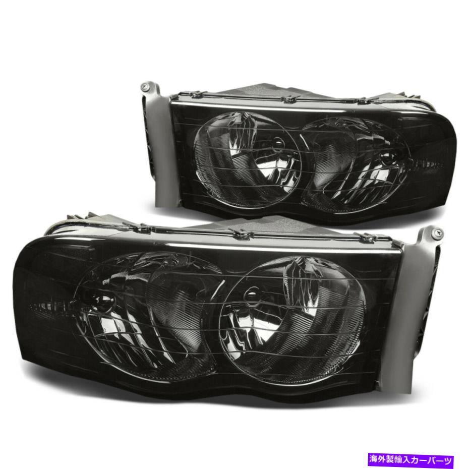 USヘッドライト フィット02-05 RAM 1500/2500/3500スモークタントハウジングヘッドライトクリアコーナーレンズ FITS 02-05 RAM 1500/2500/3500 SMOKED TINTED HOUSING HEADLIGHTS CLEAR CORNER LENS【並行輸入品】