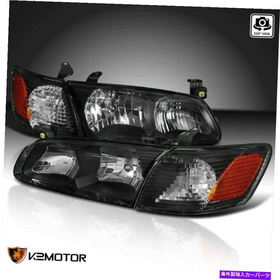 USヘッドライト 2000-2001トヨタカムリブラックヘッドライト+コーナーシグナルランプペア00-01 For 2000-2001 Toyota Camry Black Headlights+Corner Signal Lamps Pair 00-01【並行輸入品】