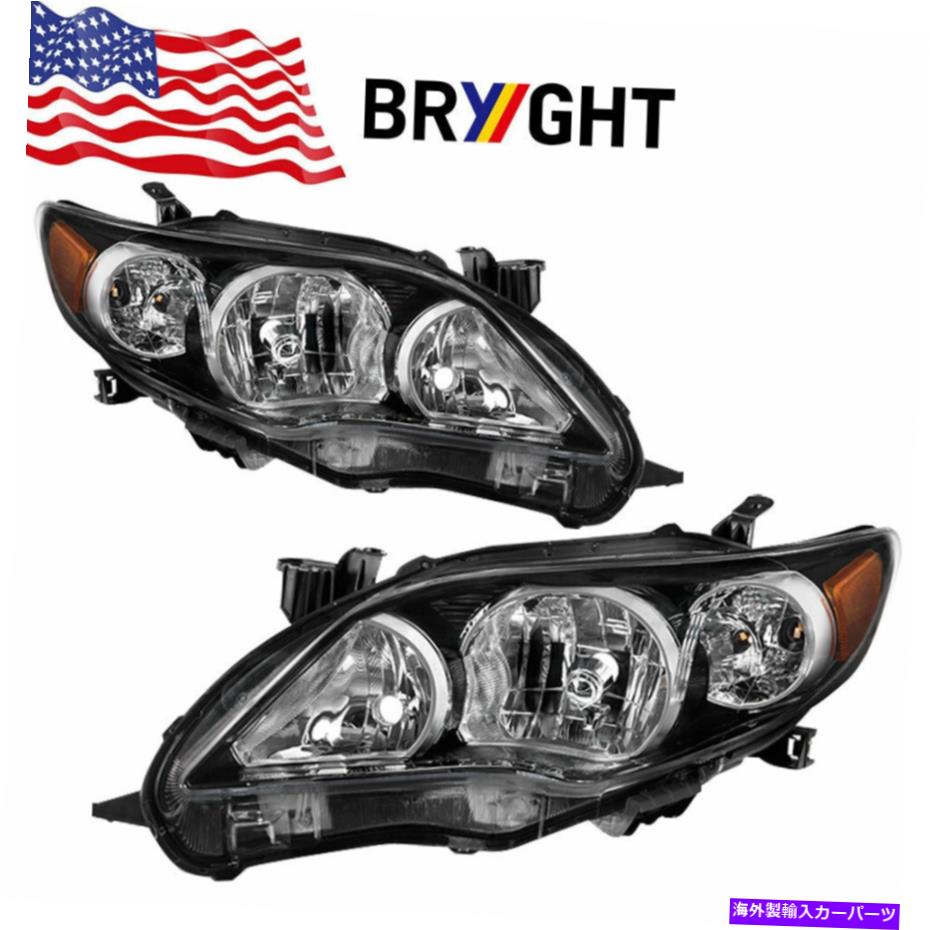 USヘッドライト 11-13トヨタカローラセダンブラックハウジングアンバーコーナーヘッドライトヘッドランプ For 11-13 Toyota Corolla Sedan Black Housing Amber Corner Headlights Headlamp【並行輸入品】