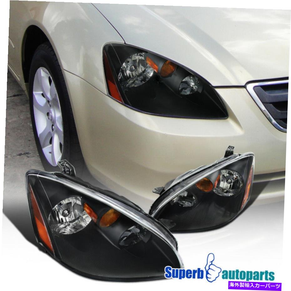 USヘッドライト 2002-2004日産アルティマブラックヘッドライト左+ RIMの交換 For 2002-2004 Nissan Altima Black Headlights Left+Righ Replacement【並行輸入品】