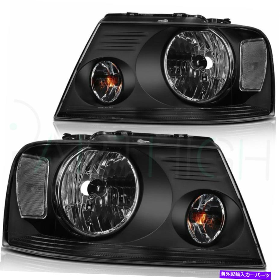 USヘッドライト F-150 / 06-08リンカーンマークLTブラックコーナーペアのためのヘッドライトアセンブリ Headlights Assembly For 04-08 Ford F-150/06-08 Lincoln Mark LT Black Corner Pair【並行輸入品】
