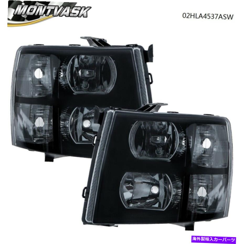USヘッドライト 2007年から2014年のシボリーSilverado 1500 2500 3500 Smoke Black Headlight Headlamp For 2007-2014 Chevy Silverado 1500 2500 3500 Smoke Black Headlight Headlamp【並行輸入品】