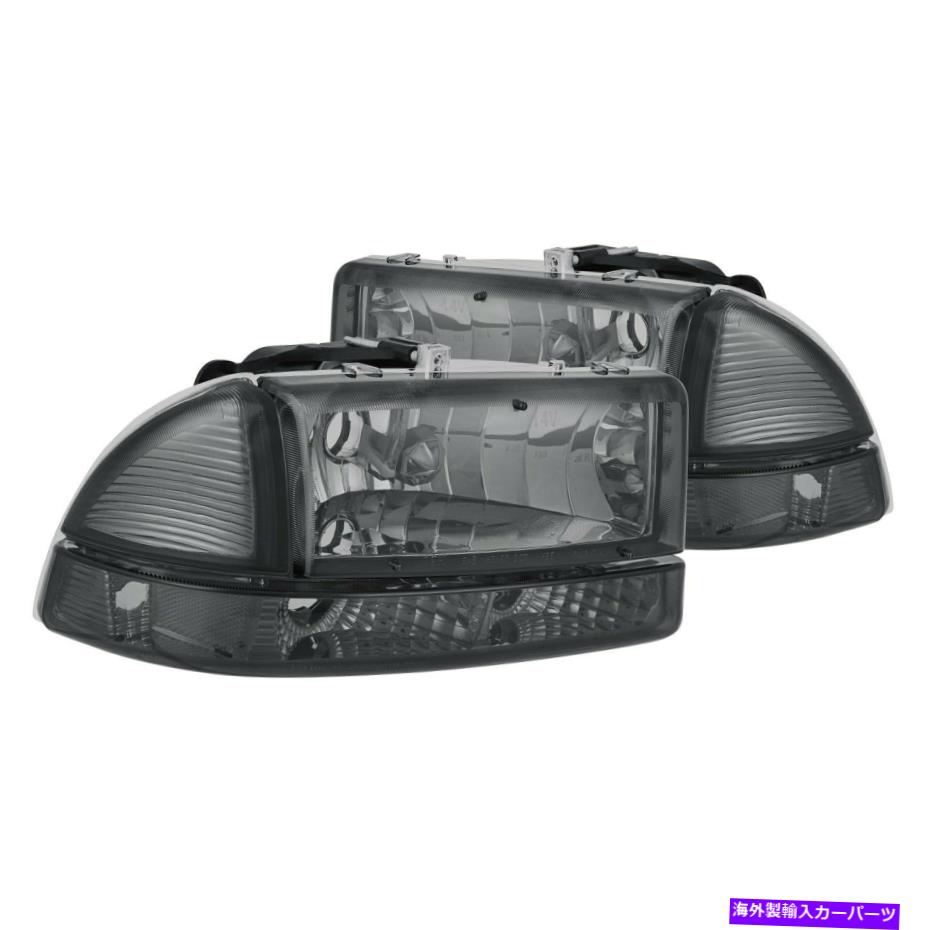 USヘッドライト Dodge Dakota 97-04ルーメンクローム/スモークユーロヘッドライトWバンパーライト For Dodge Dakota 97-04 Lumen Chrome/Smoke Euro Headlights w Bumper Lights【並行輸入品】