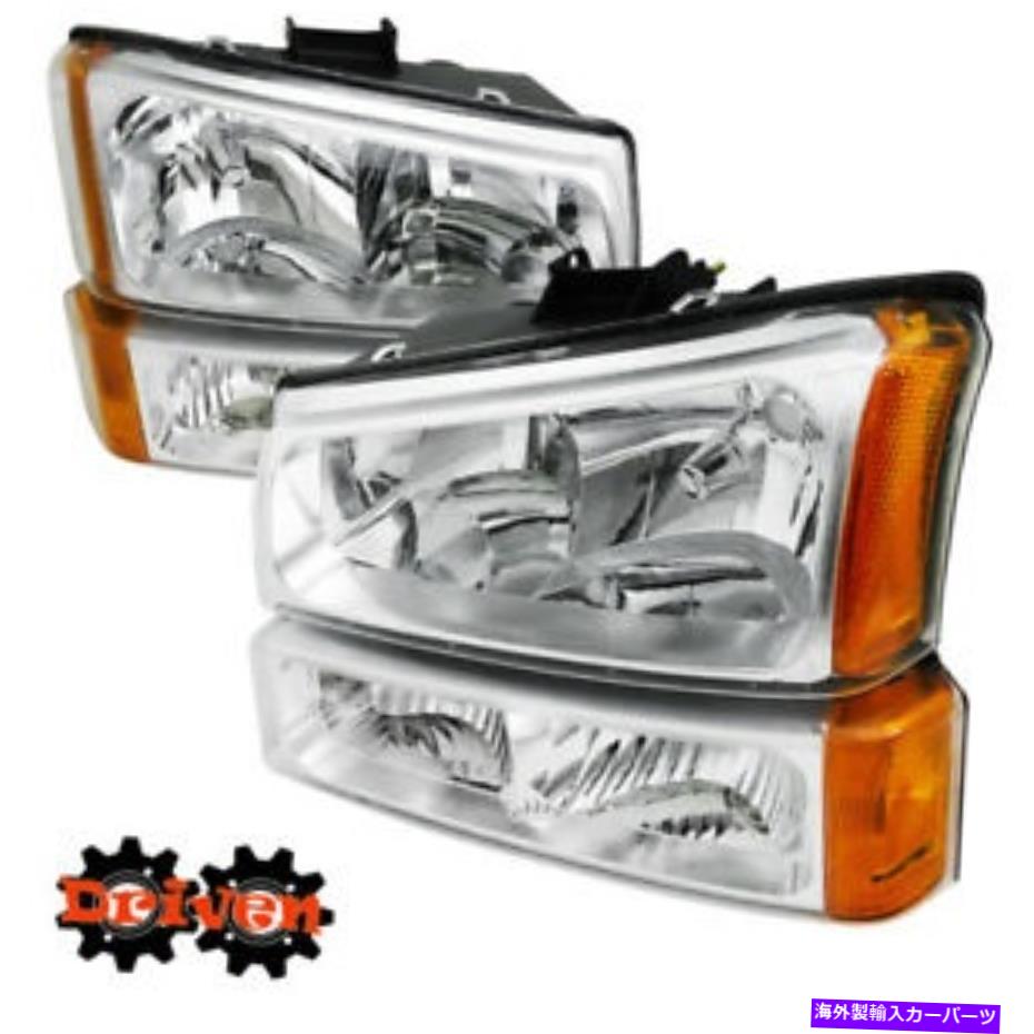 USヘッドライト 03-06 Chevy Silverado 1500 2500 3500 HDヘッドライトSignal Chrome琥珀色 For 03-06 Chevy Silverado 1500 2500 3500 HD Headlights Turn Signal Chrome Amber【並行輸入品】