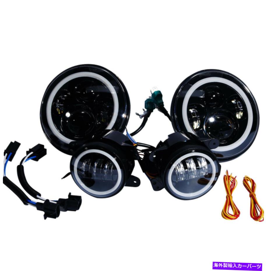 USヘッドライト JEEP Wrangler JK 07-17 Halo LEDヘッドライト+ Halo LED DRLフォグライトコンボキット For Jeep Wrangler JK 07-17 Halo LED Headlight + Halo LED DRL Fog Light Combo Kit【並行輸入品】