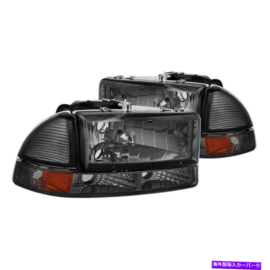 USヘッドライト Dodge Dakota 97-04ルーメンクローム/スモークユーロヘッドライトWバンパーライト For Dodge Dakota 97-04 Lumen Chrome/Smoke Euro Headlights w Bumper Lights【並行輸入品】