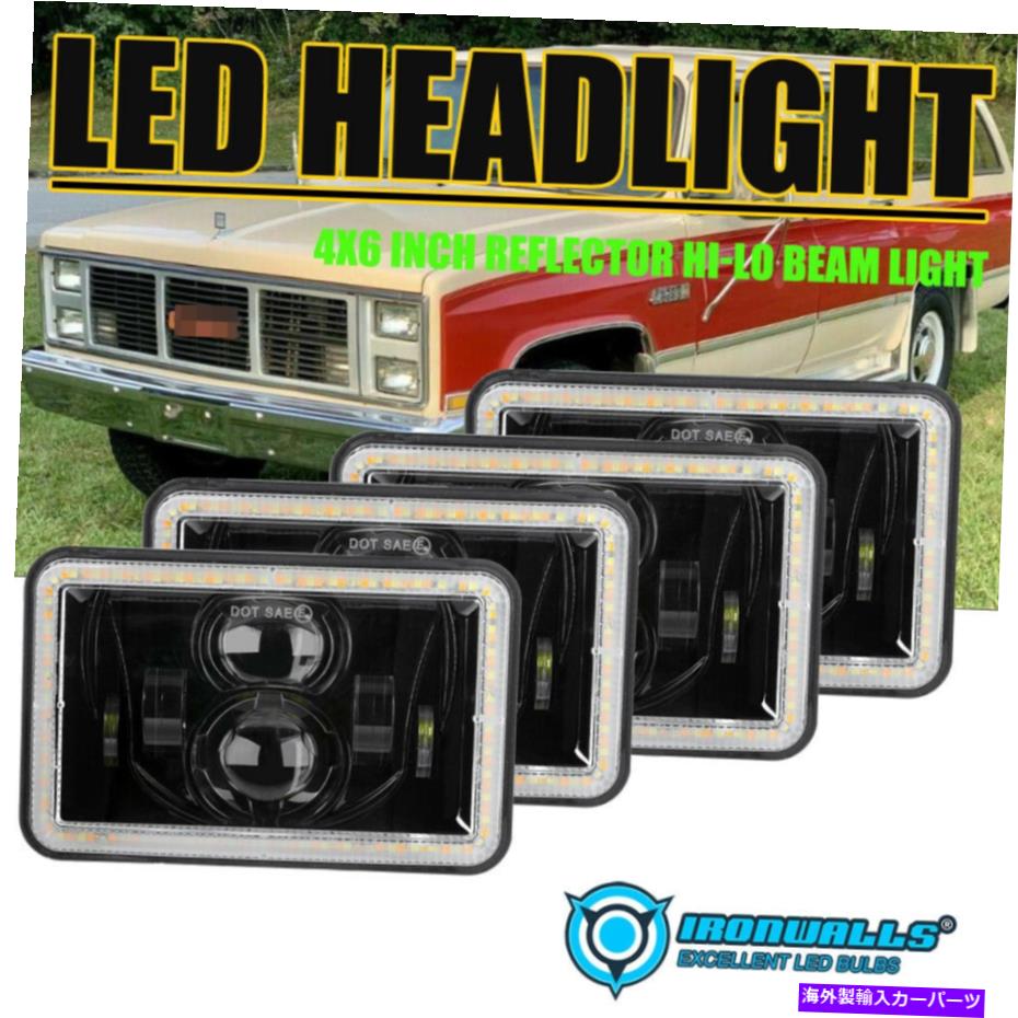 USヘッドライト GMC C2500 Sierra Classicのための4ピース4x6 '' LEDヘッドライトHI / LO W / DRLシールフィット 4pcs 4x6'' LED Headlights Hi/Lo w/DRL Sealed Fit for GMC C2500 Sierra Classic【並行輸入品】
